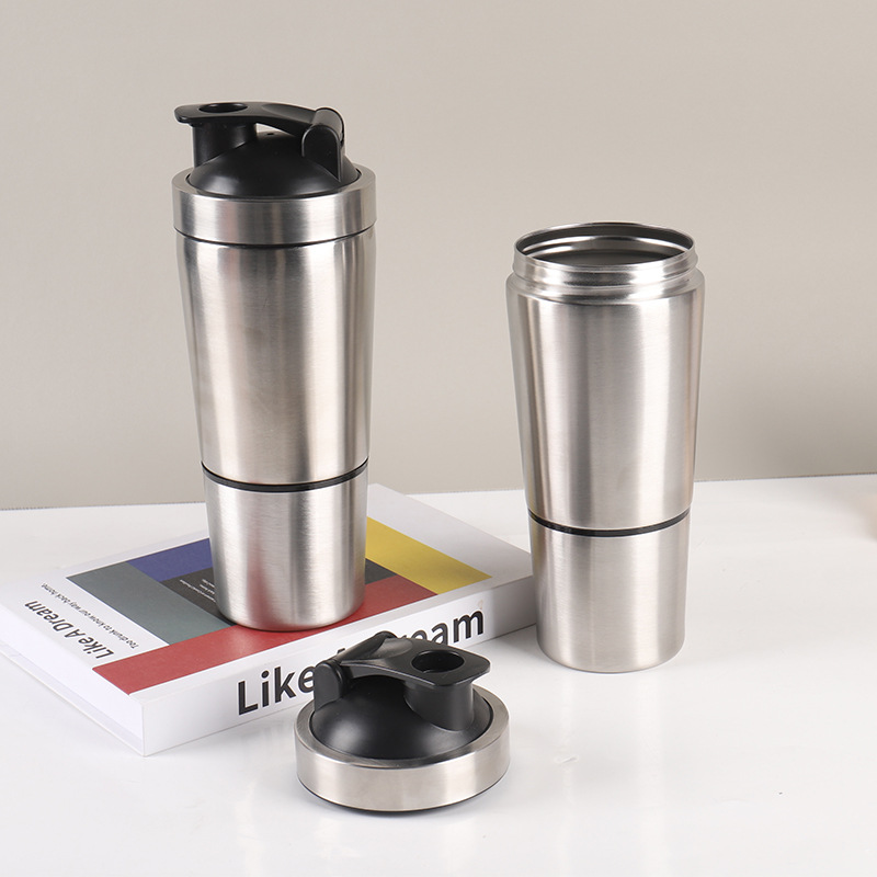 Nutrition For Fitness And Sports - Stainless Steel Protein Shaker Cup Portable