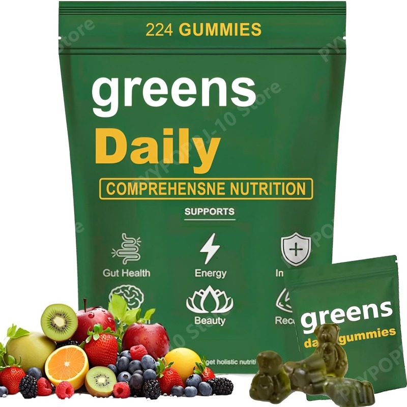 Multivitamin Gummy Adult - Greens Gummies Organic Chlorella and Spirulina,